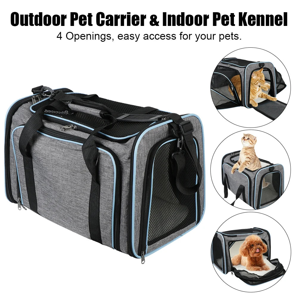 Cat Travel Bag Expandable Foldable Pet Supplies Soft Dog Carrier Dogs Cats Ventilate Transport Bag Portable Pet Carrier Bag