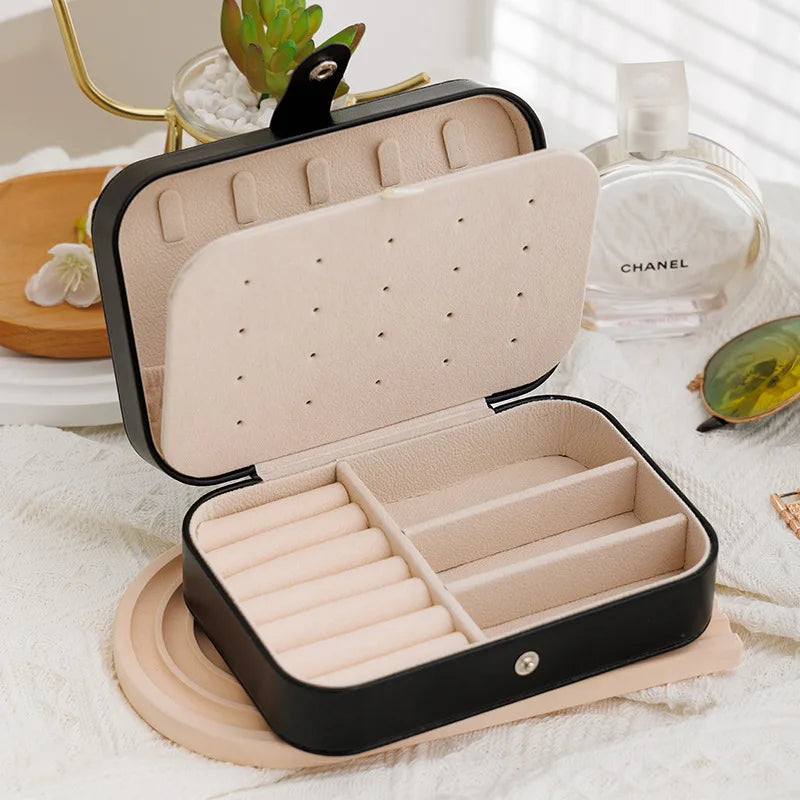 NEW Arrivals 10 Colors Double-Layer Leather Luxury Jewelry Box Gold Ring Box Jewelry Boxes and Packaging Necklace Earring Jewelry Storage Organizer and Makeup Case