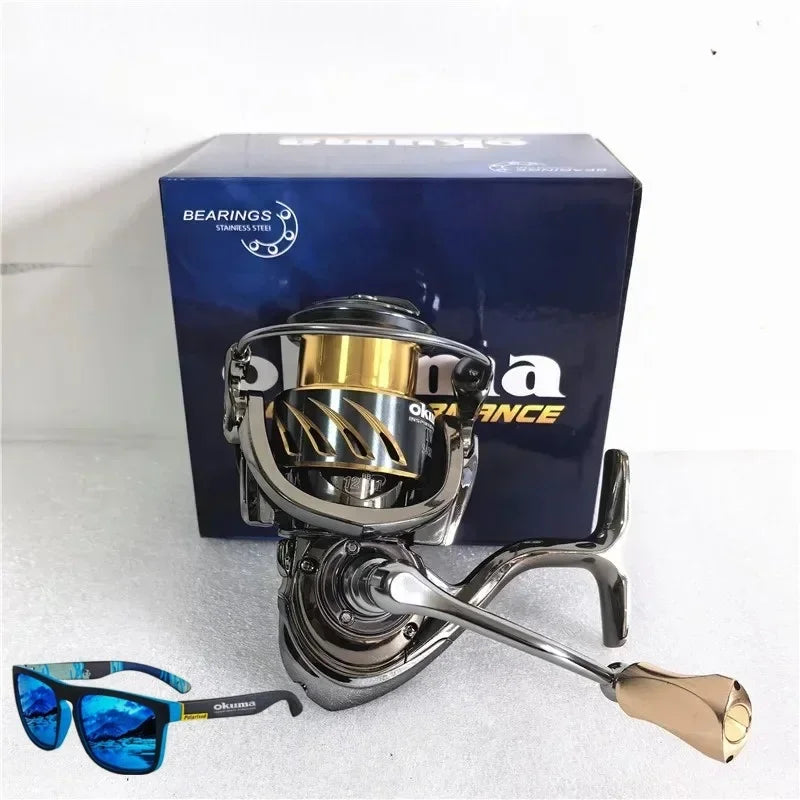 Original Japanese Okuma Brand New Arrival Saltwater Professional Fishing High Speed Reel Spinning 1000-500 9+1BB 5.1:1 Max Drag 10-20KG Water-Proof Reels Lake River Sea Boat Fishing Supplies