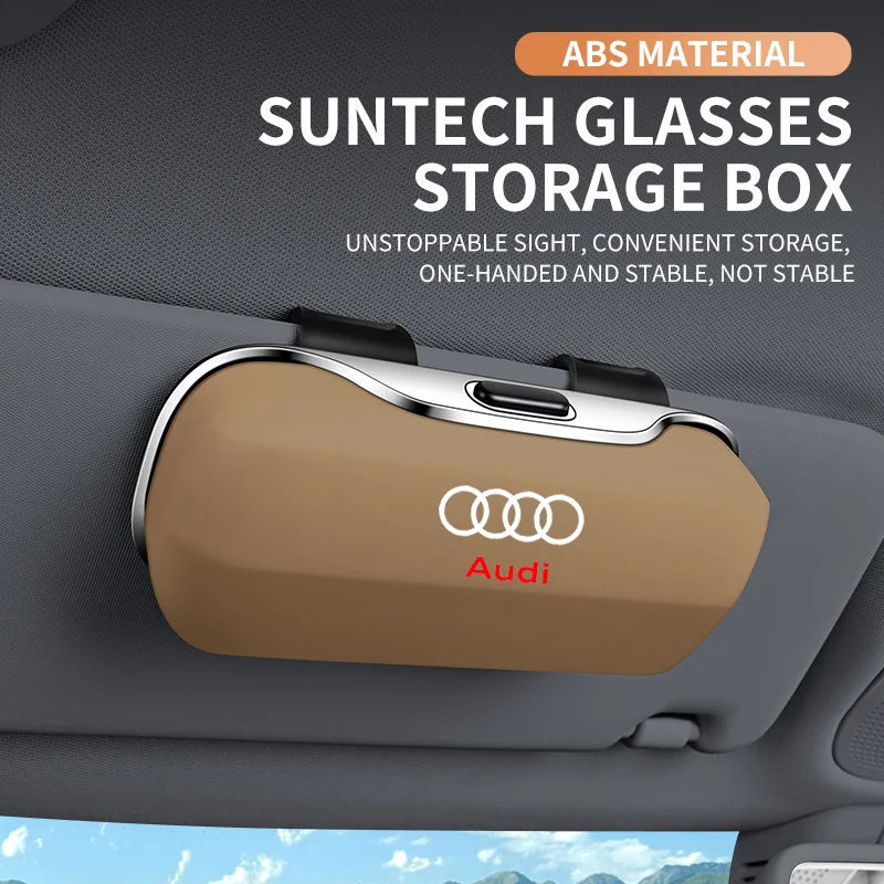 4 Colors Automatic Glasses Case For Audi Logo Q3 Q5 Q7 Q8 A3 A4 A5 A6 A7 A8 Key Case Accessories Car Visor Sunglasses Car Glasses Case  Holder Clip Box