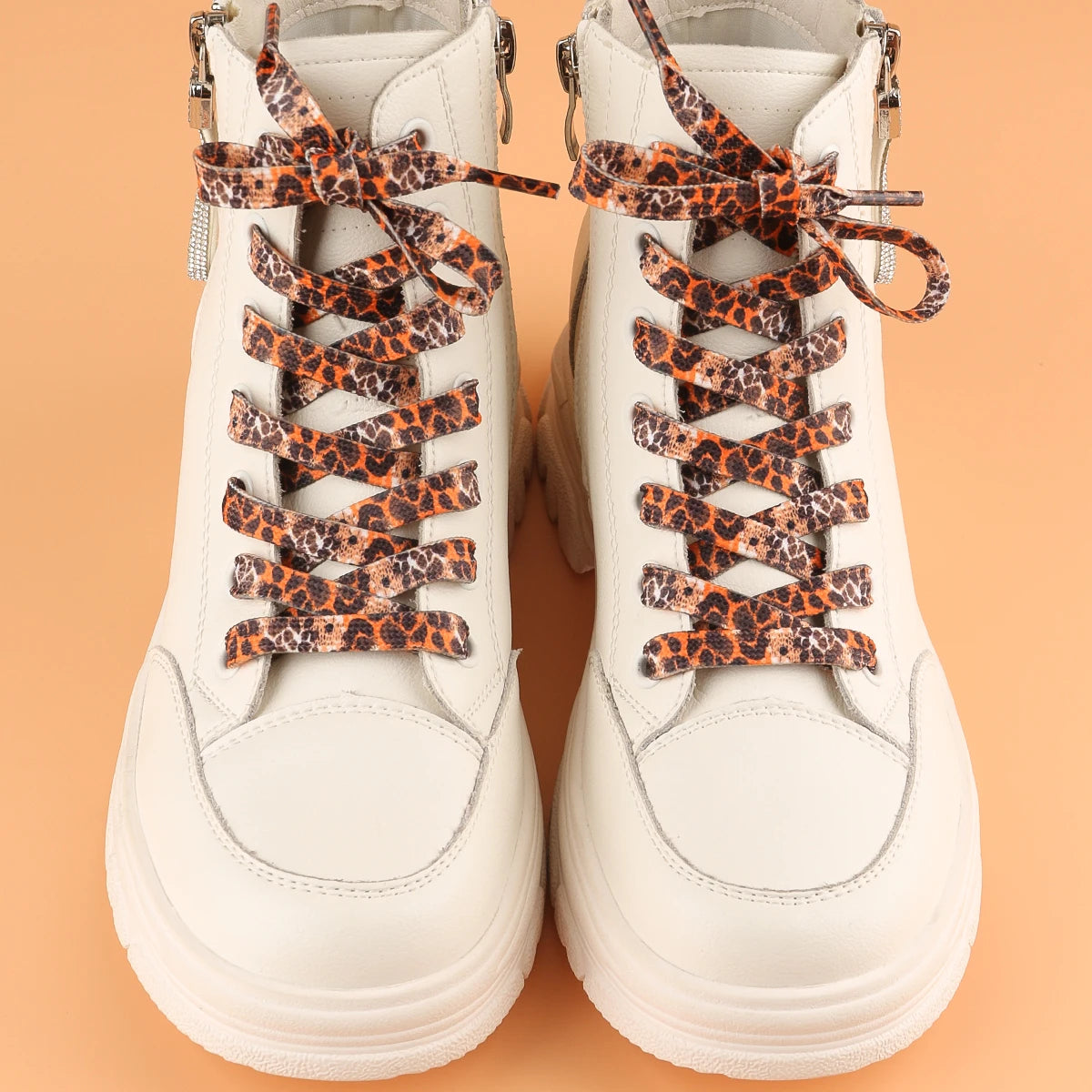 1 Pair Newest Classic Leopard  Shoelaces Women Girl Men Flat Laces Applicable to All Kinds of Shoes for Outdoor Activities