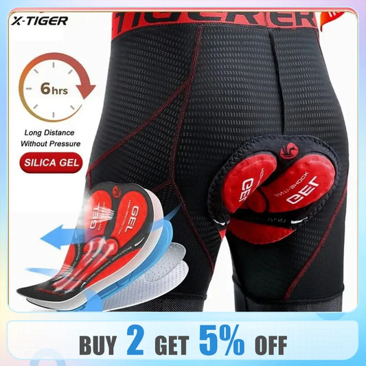 X-TIGER Cycling Shorts Breathable Mesh Cycling Underwear Gel Pad Shockproof MTB Bike Shorts Bicycle Underwear