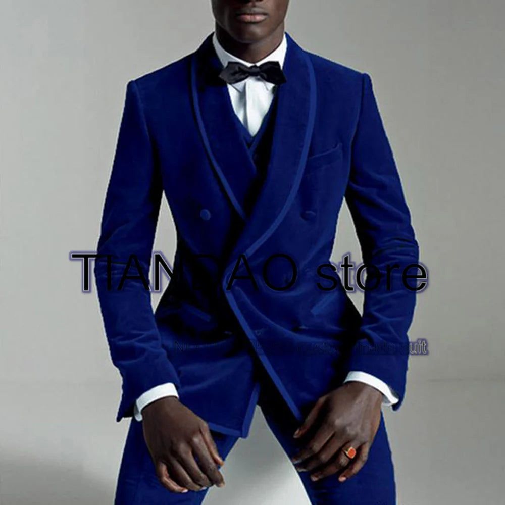Low-Price Sales are Limited NEW Arrivals S-5XL 4 Colors 100% Velvet Men's Suit 2 PCS Set  Double Breasted Jacket Wedding Groom Tuxedo Formal Blazer Pants Set Terno Masculino Men Luxury Fashion Clothing Supplies