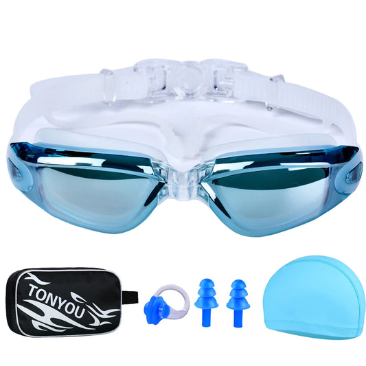 NEW 3 Colors Set Adult Swimming Goggles High-Definition Men and Women Professional Waterproof Earplugs Swimming Water Pool Beach Swim Goggles Water Sports Supplies