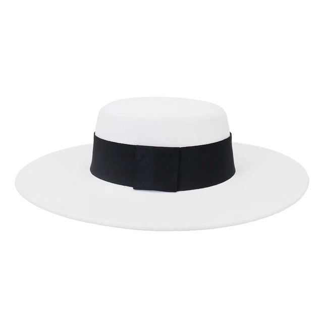 NEW Arrivals 8 Colors 56cm-58cm French Women's Luxury Hat Big Wide Brim 10CM Fedora Hat Autumn Winter Spring Cotton Wool Derby Wedding Jazz Hats Flat Top Felt Hat Ladies Luxury Fashion Apparel Accessories