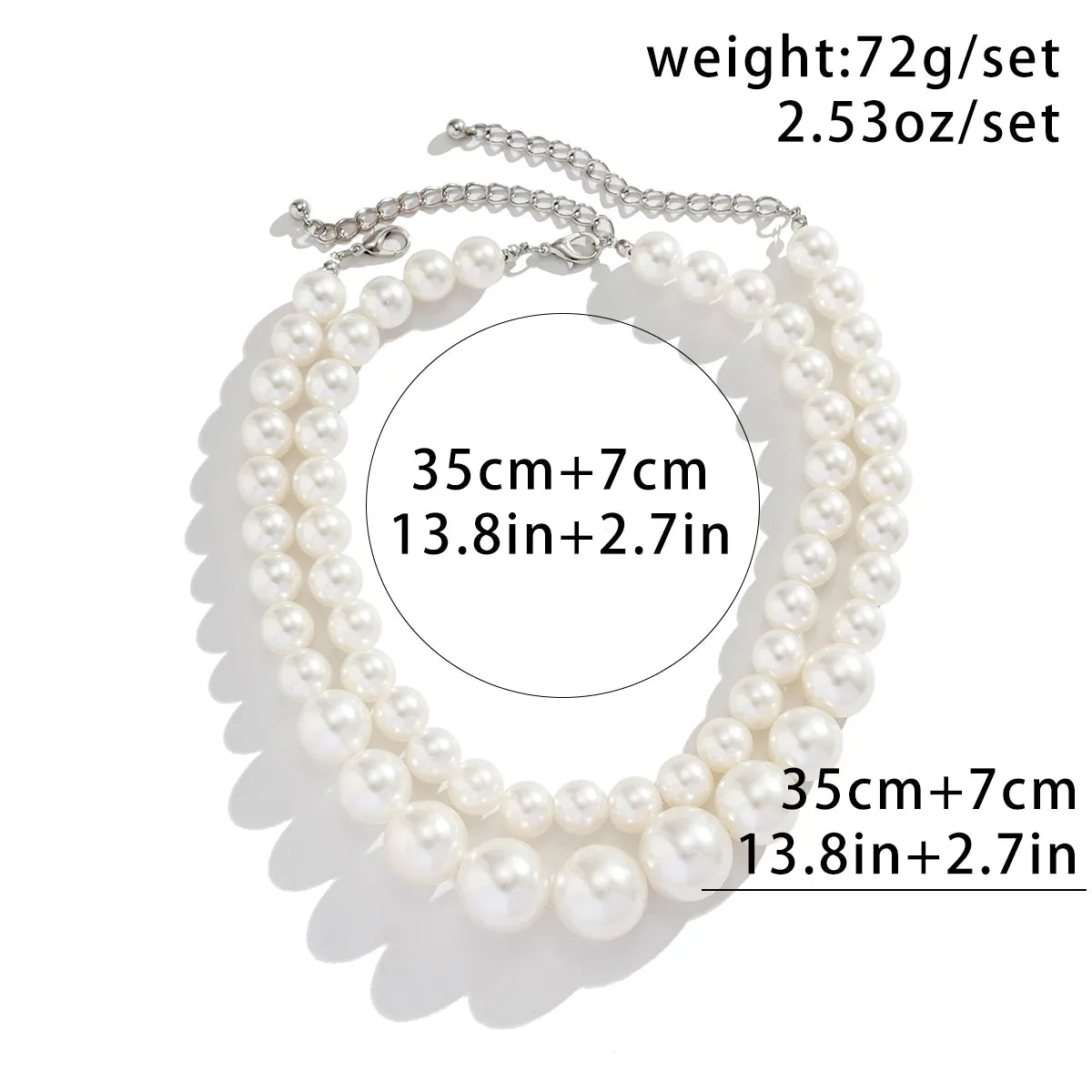 IngeSight.Z Elegant 2pcs/set Imitation Pearl Beaded Choker Necklaces Collar for Women Wedding Bridal Party Jewelry Gift