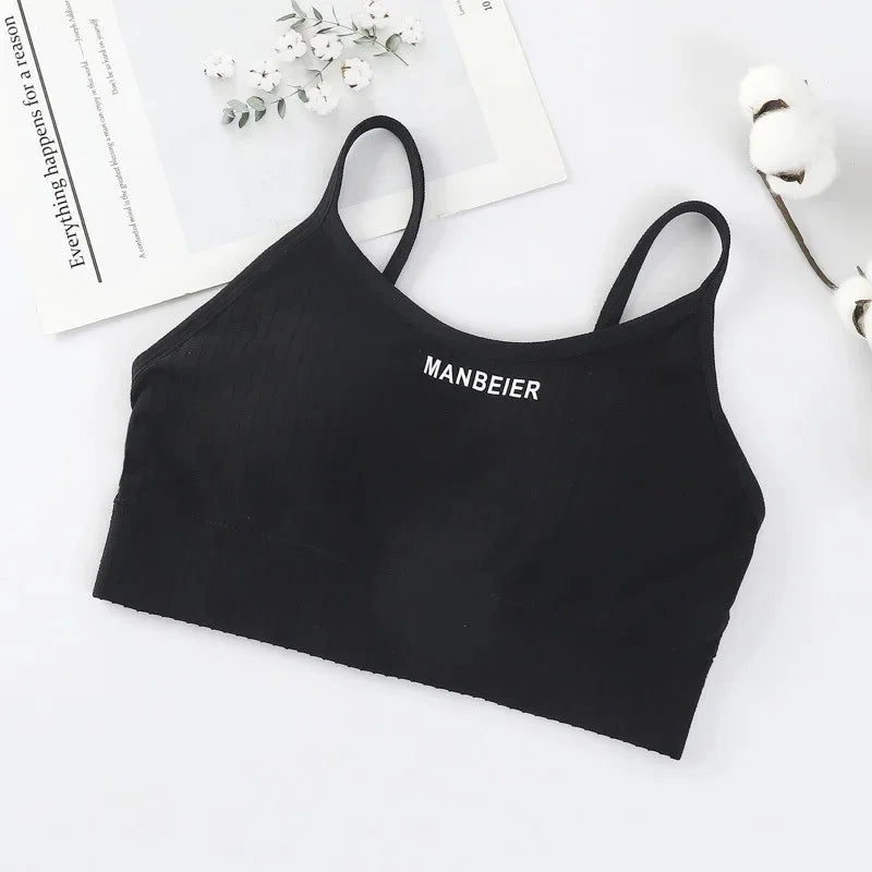 NEW Arrivals 12 Colors Girls Strapless Bra with Chest Pad Women's Outdoor Running Wear No Steel Ring Yoga Sports Wrap Chest Anti-Light Vest Beautiful Back Underwear