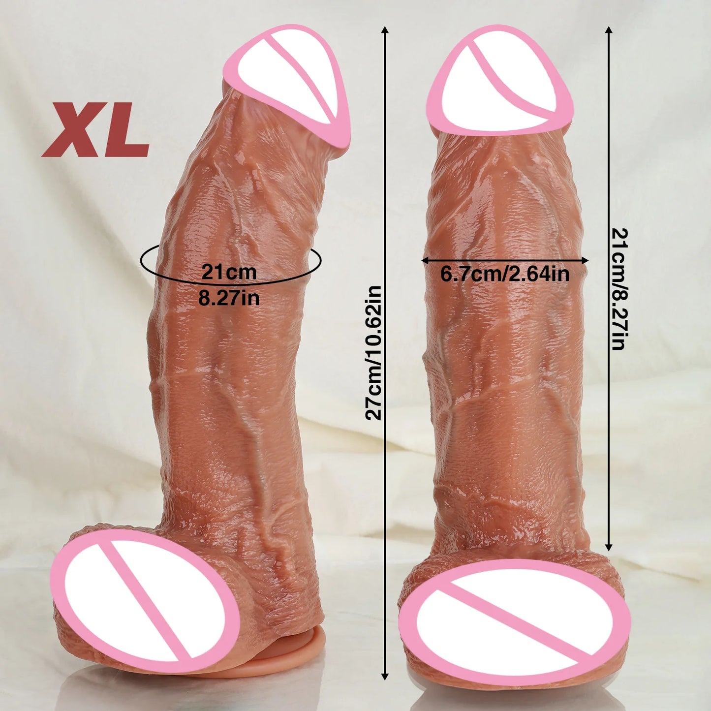 Realistic Skin Soft Thick Dildo Double Silicone Huge Penis Woman Man Anal Sex Toys Suction Cup Dick Big Glans Masturbators Cock
