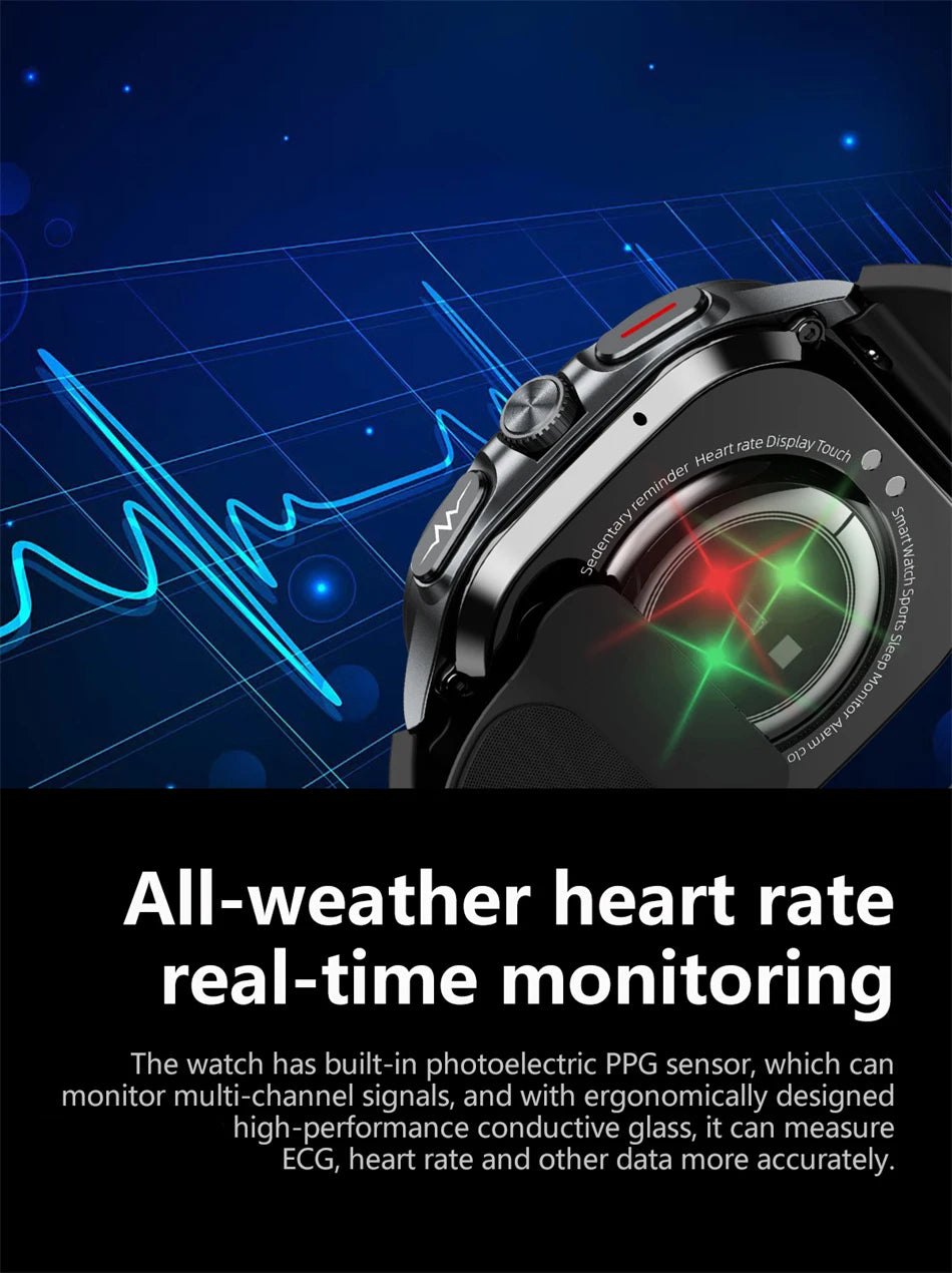 NEW Sapphire Smart Watches Blood Pressure Health Monitoring Blood Lipid Uric Acid ECG PPG NFC Call Health Smartwatch For Android iOS Sports Health Care Supplies