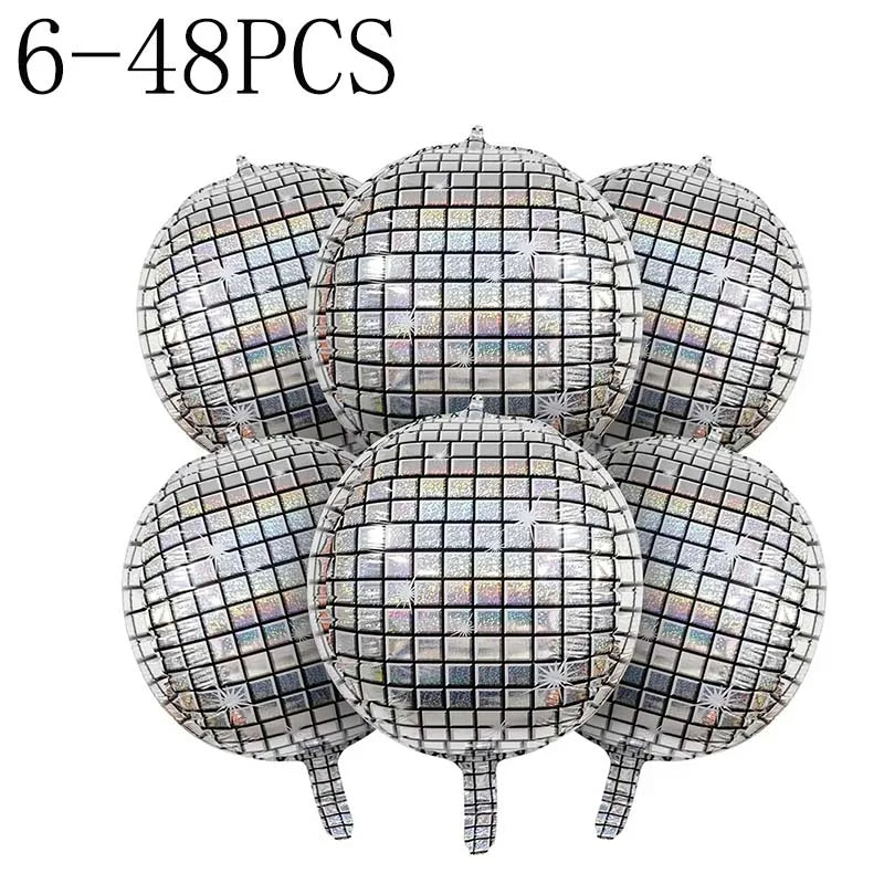 6-48pcs 22 Inches Silver Birthday Disco Party Ball Foil Ballon Set Happy Birthday Party Decoration Decorative balloons for party