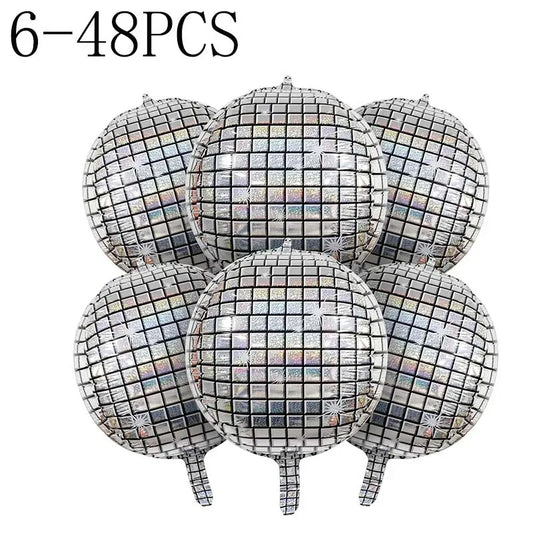 6-48pcs 22 Inches Silver Birthday Disco Party Ball Foil Ballon Set Happy Birthday Party Decoration Decorative balloons for party