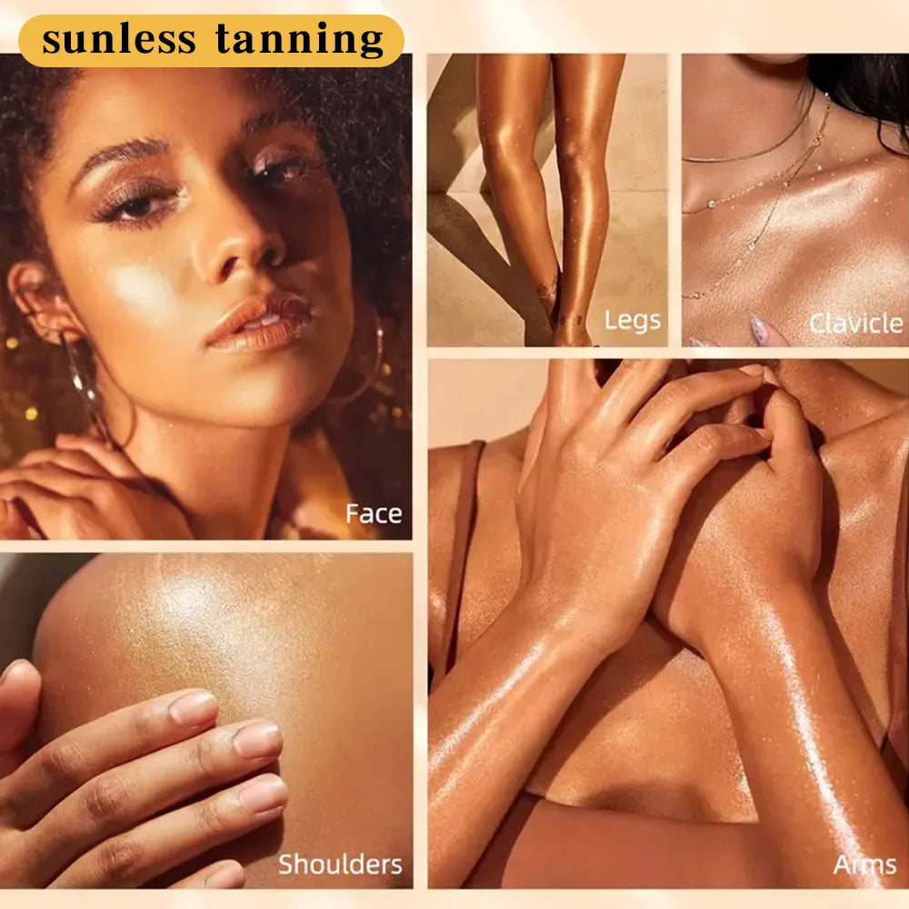 4 PCS Set Self-Tanning Cream with Hyaluronic Acid & Vitamin E - Streak-Free Sunless Tanner for Face/Body, 24H Waterproof for All Skin Tone Beach Sun Protection Women Skin Care Supplies Korean Products