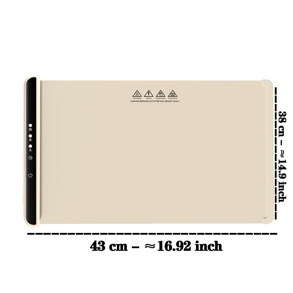 NEW Arrivals 43CM-67CM Electric Warming Tray Food Warmer EU Plug Mat Foldable Coffee Warming Pad for Food Portable Electric Warming Tray Silicone Warmer Plate Kitchen Accessories Home Supplies