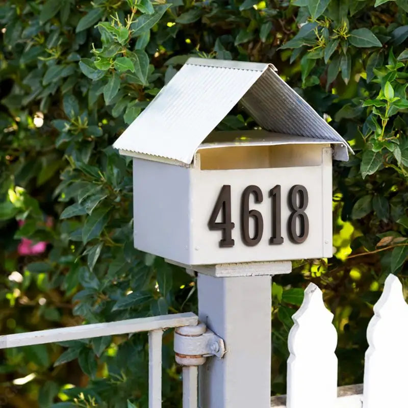 1pc 4" 101mm Self-adhesive House Number Silver/Vintage Zinc Alloy Numbers Mailbox Address Sign Outdoor House Number #0-9