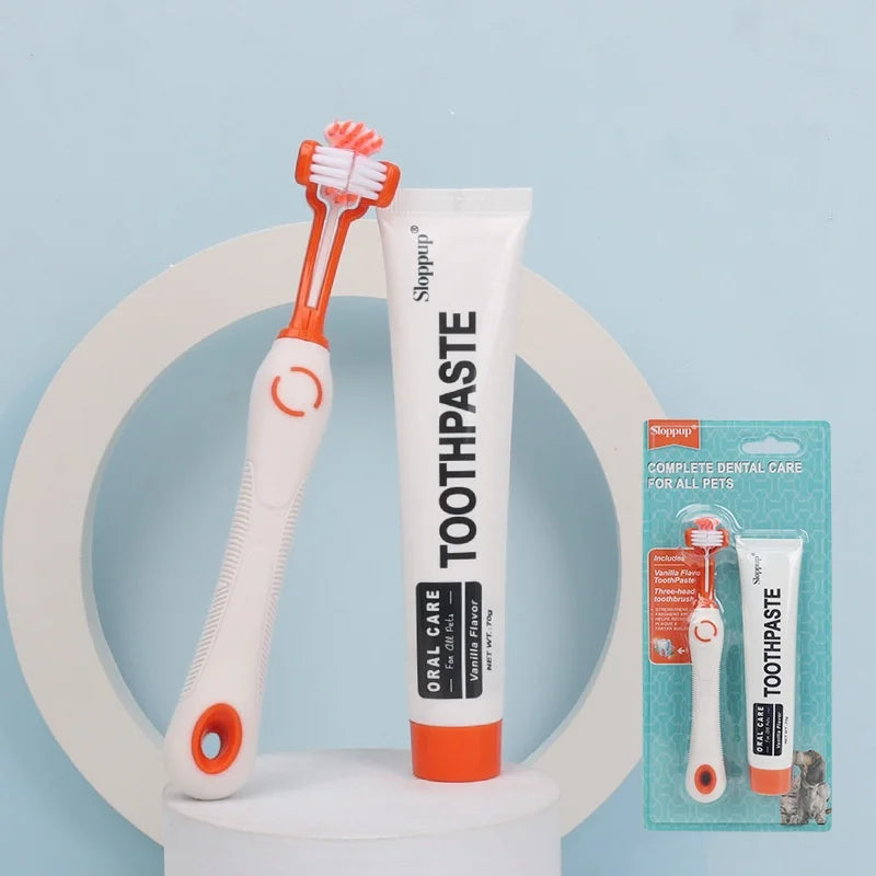 Pet Toothbrush Toothpaste Set Dog and Cat Teeth Cleaning Toothbrush Set Cat and Dog Oral Cleaning Pet Products