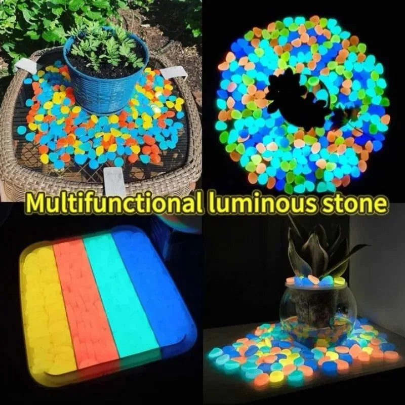 Glow in The Dark Garden Pebbles for Sidewalk Garden Terrace Lawn Gardens Patio Fish Tank Aquarium Decoration Glow Stone Home Outdoor Garden Decoration Supplies