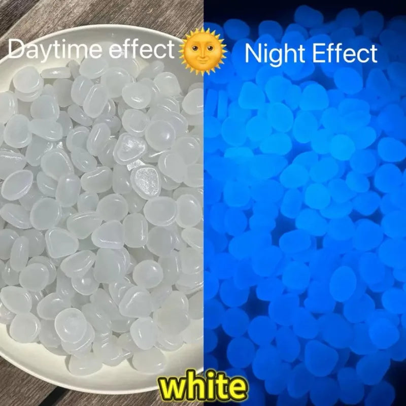 Glow in The Dark Garden Pebbles for Sidewalk Garden Terrace Lawn Gardens Patio Fish Tank Aquarium Decoration Glow Stone Home Outdoor Garden Decoration Supplies