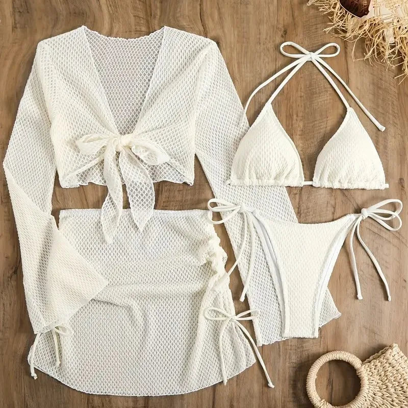 NEW 4PCS Set 10 Colors Solid Sexy Bikinis Female Swimsuits Women's  Swimwear Beach Swim Wear Bathing Suits Brazilian Bikini Set Pool Bather Suit