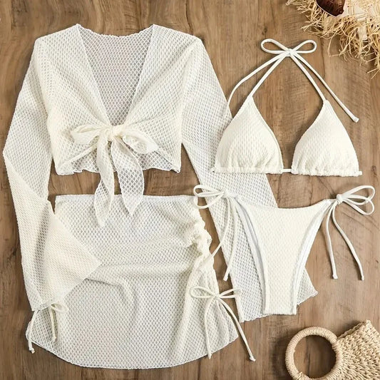NEW 4PCS Set 10 Colors Solid Sexy Bikinis Female Swimsuits Women's  Swimwear Beach Swim Wear Bathing Suits Brazilian Bikini Set Pool Bather Suit