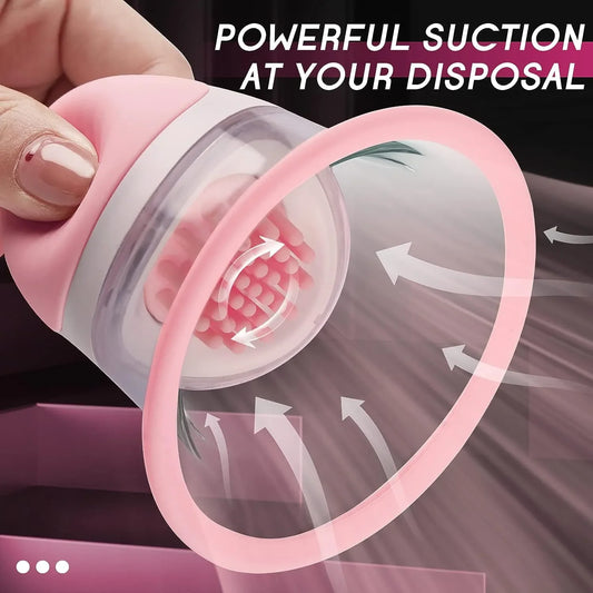 Breast Enlargement Sucking Vibrator Rotation Vacuum Pump Chest Cover Sucker for Women Nipple Stimulation Masturbator Sex Toy