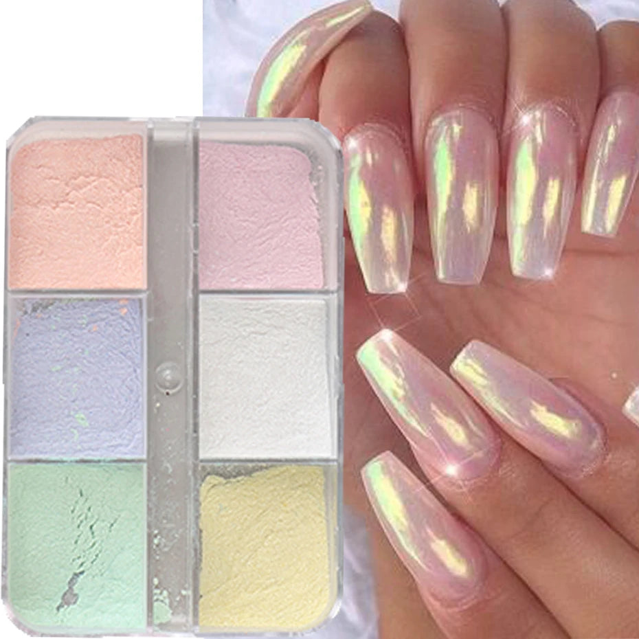 NEW Arrivals Moonlight Mirror Nails Powder Metallic Chrome Effect Pigments Gel Polish Laser Dust Glitter Aurora Shiny Pearl Nail Manicure Accessories Nail Care Products