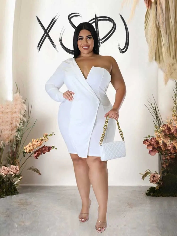 NEW Arrivals XL-4XL UK Plus Size Black-Red-White Evening Party Dresses From Large David Ladies Elegant Chic Dress Short Sexy Dress Chubby Women Clothing Wedding Guest Spring Summer Dress