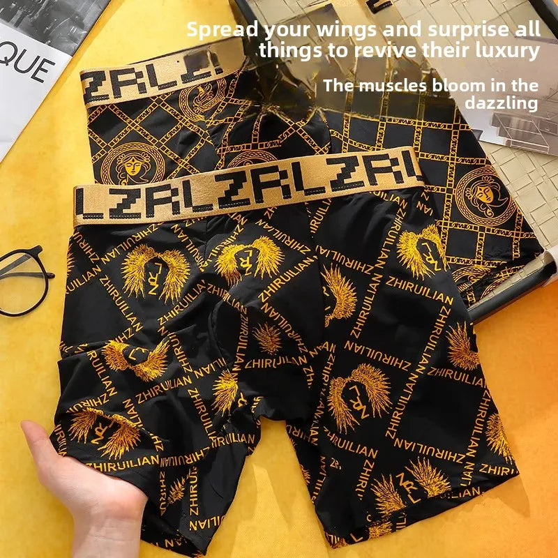 NEW Arrivals L-3XL Plus Size Ultra-Thin Ice-Silk Men's Underwear Extended 7A Cotton Antibacterial Flat-Crotch Shorts Breathable Summer Sexy Boxer Briefs