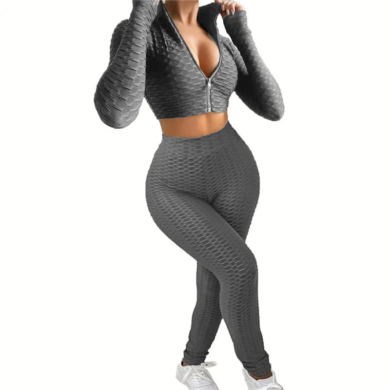 Women Sport Tracksuits 2pcs Yoga Sport Suit Gym Fitness Set Lady Running Hiking Fitness Gym Full Set Sportswear