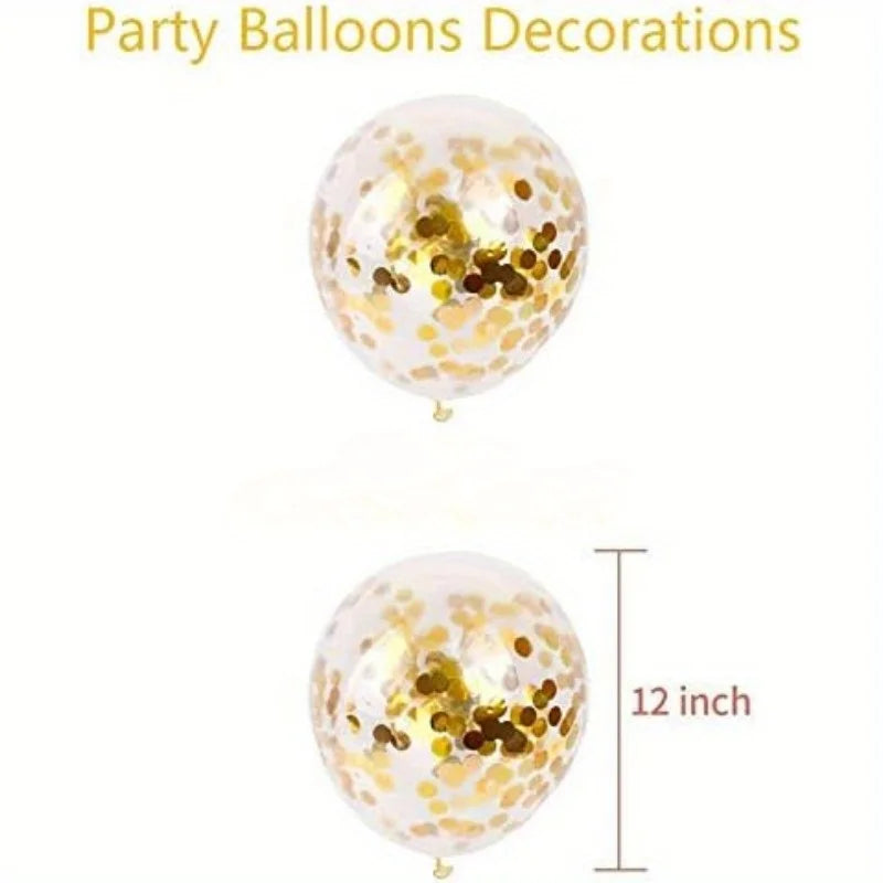 10pcs Gold Confetti Latex Balloons, 12 inch Gold Balloons with Golden Paper Dots for Graduation Wedding Birthday Baby Shower