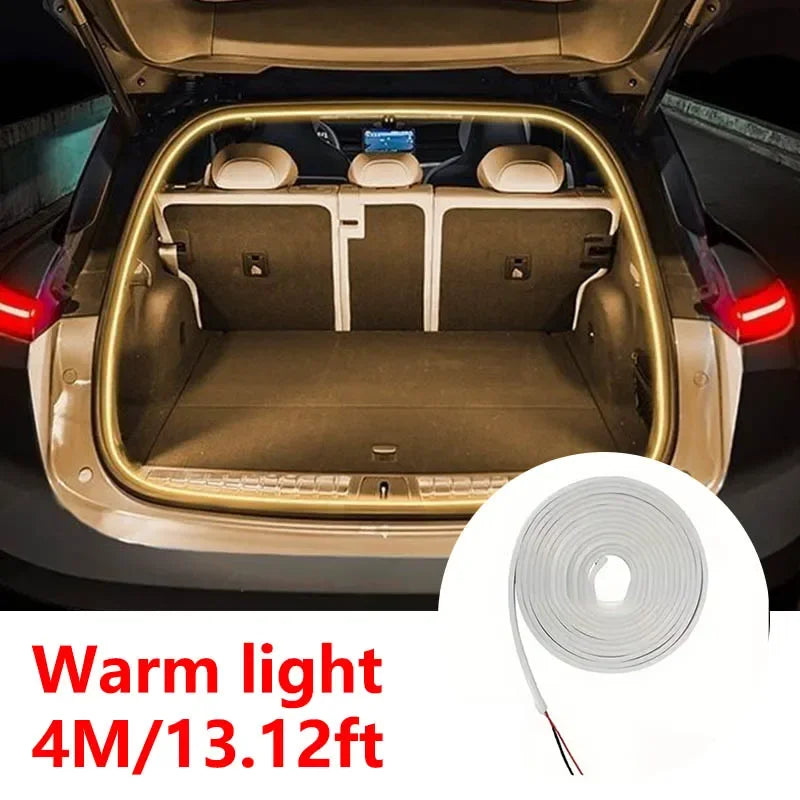 4M Car High Brightness Trunk Lighting Ambient Light Interior Decoration LED Wiring Free Automatic Sensor Tailgate Light Strip