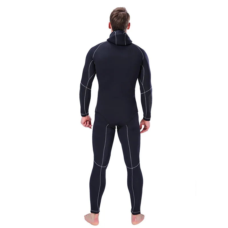 5MM Neoprene Top Quality Professional Hooded Wetsuit Men Tops Pants Diving Scuba Suit Equipment Underwater Snorkeling Fishing Spearfishing Kitesurf Swimwear Wetsuit Water Sports Apparel Suit