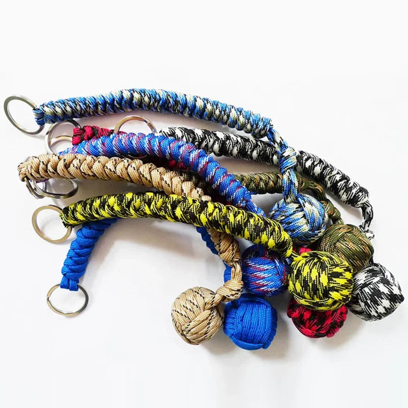 Outdoor Security Protection Black Monkey Fist Steel Ball for Girl Bearing Self Defense Lanyard Survival Key Chain Broken Windows