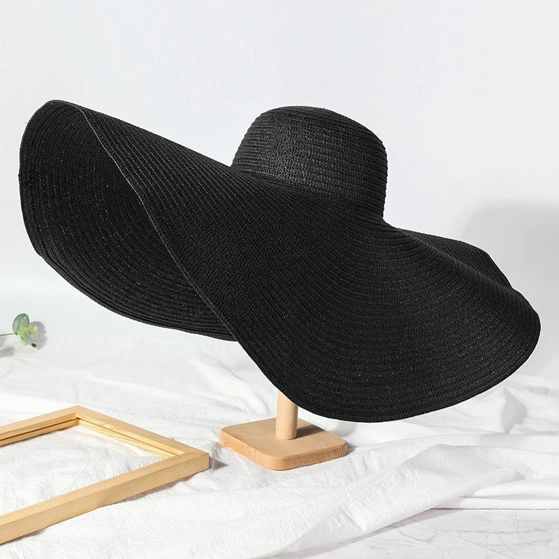 Summer 70cm Large Wide Brim Sun Hats For Women Oversized Beach Hat Foldable Travel Straw Hat Lady UV Protection Sun Shade Hat