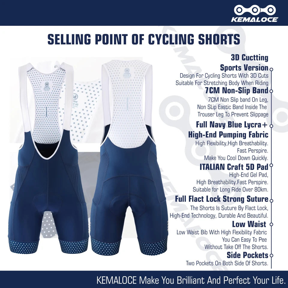 Cycling Shorts Blue&Grey&Green&Red 5D Gel Pad Bike Bib Shorts Reflective Breathable Mens Bike Knicker With Rear Pockets