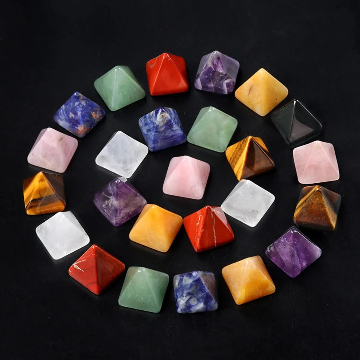 18x20mm Pyramid Natural Stone Amethyst Tiger Eye Clear Quartz Beads Pyramid Energy Home Decor Small Ornament Jewelry Accessories