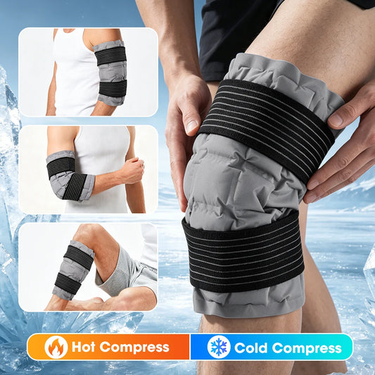 Knee Ice Pack Wrap Large Reusable Ice Pack Self-Absorbing Water Resin Hot/Cold Compress Therapy for Knee Joint Pain Relief Outdoor Sports Injuries Treatment Health Care Accessories