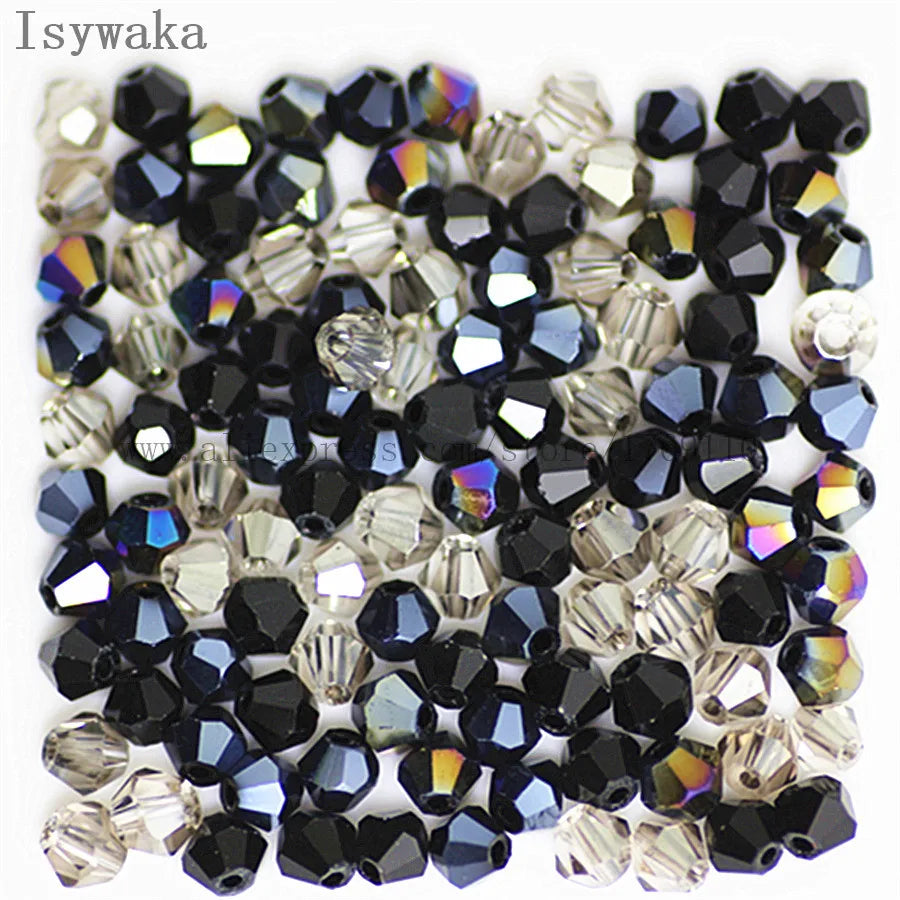 33 Colors 100 PCS Set Blue Multicolor 4mm Bicone Austria Crystal Beads Charm Glass Beads Loose Spacer Bead for DIY Jewelry Making Apparel Accessories Tools Set