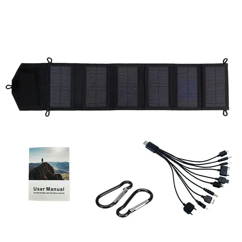 1000W Foldable Solar Panel Portable 6-Fold 30W/H  Emergency Survival Solar Panels Charger USB 5V DC Full Time Power Outdoor Camping Travel Mountain Hiking Mobile Power Supply