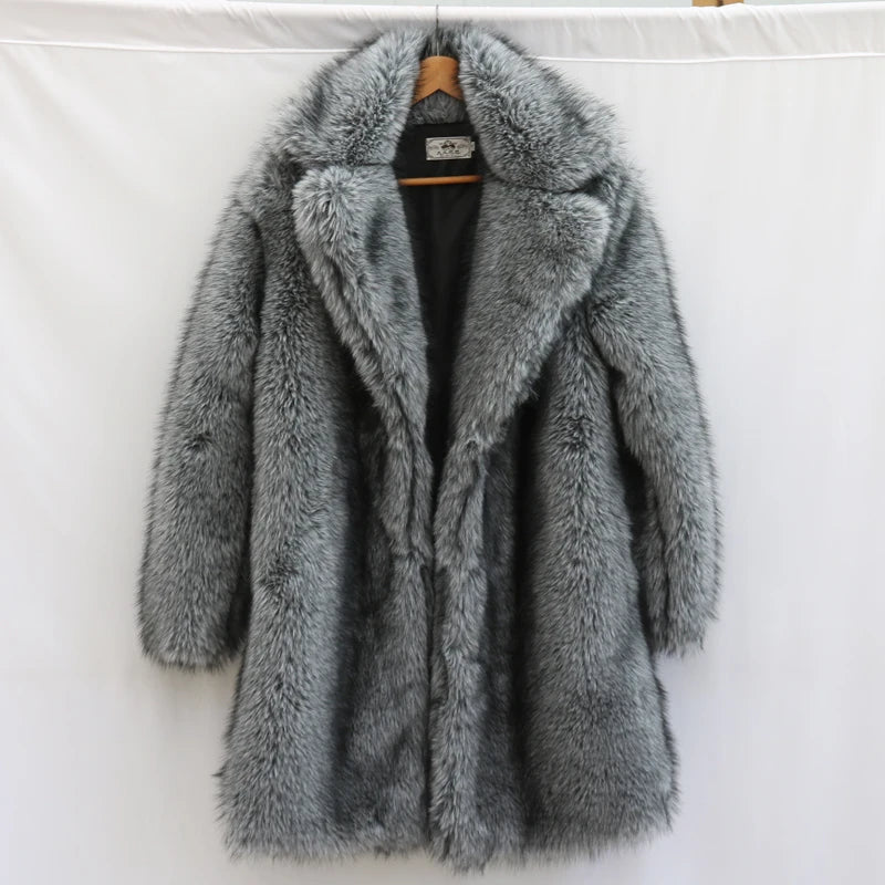 Low-Price Sales are Limited NEW Arrivals S-6XL Plus Size Luxury Dark Gray Men's Fur Coat Mink Fur Long Coat Winter Thickened Warm Trench Coat Outdoor Snow Clothes Men Luxury Fashion Apparel Supplies