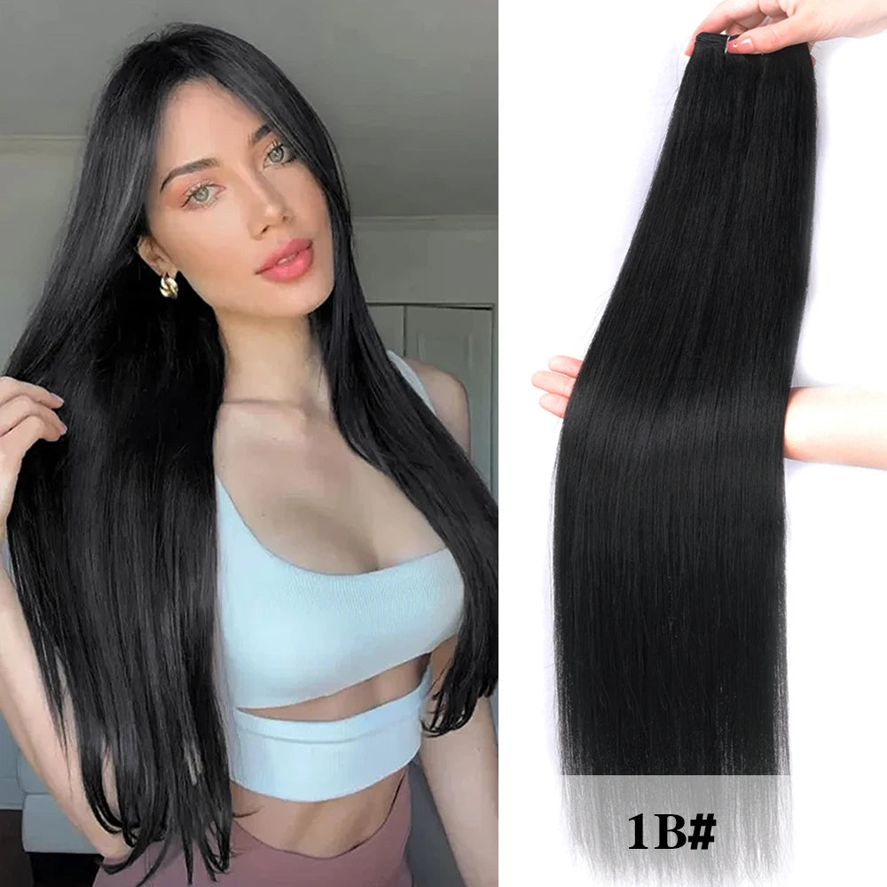 NEW Arrivals 12 Colors 150g Synthetic Hair Extensions Straight Hair Bundles Crochet Braids Hair 26Inch High Temperature Fiber Long Straight Hair Bundle Women Hair Care Accessories Cosmetic Supplies