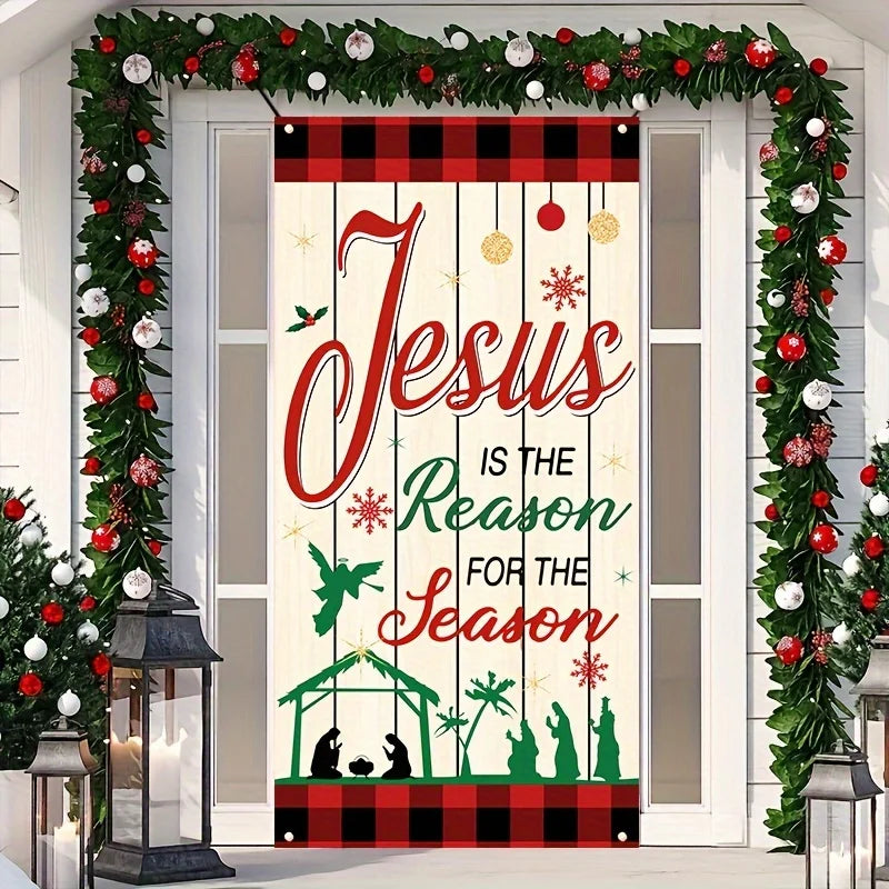 Christmas Door Frame,New Year Hanging Banner Decoration Background, Holiday Party Decoration Supplies