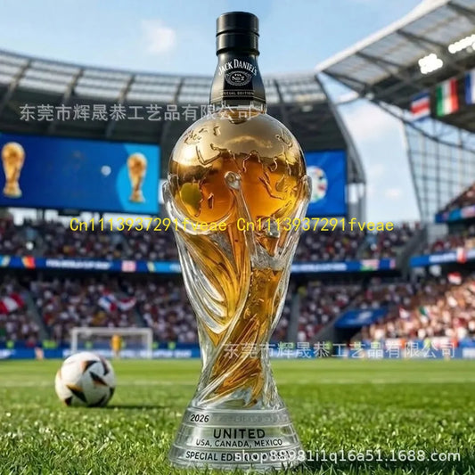 2026 Official World Cup FIFA Trophy New Whisky Bottle Wine Dispenser Decanter United States, Canada, Mexico Crystal Bottle Collectible Gifts Alcohol Container Storage Home Bar Pubs Glassware Barware Accessories