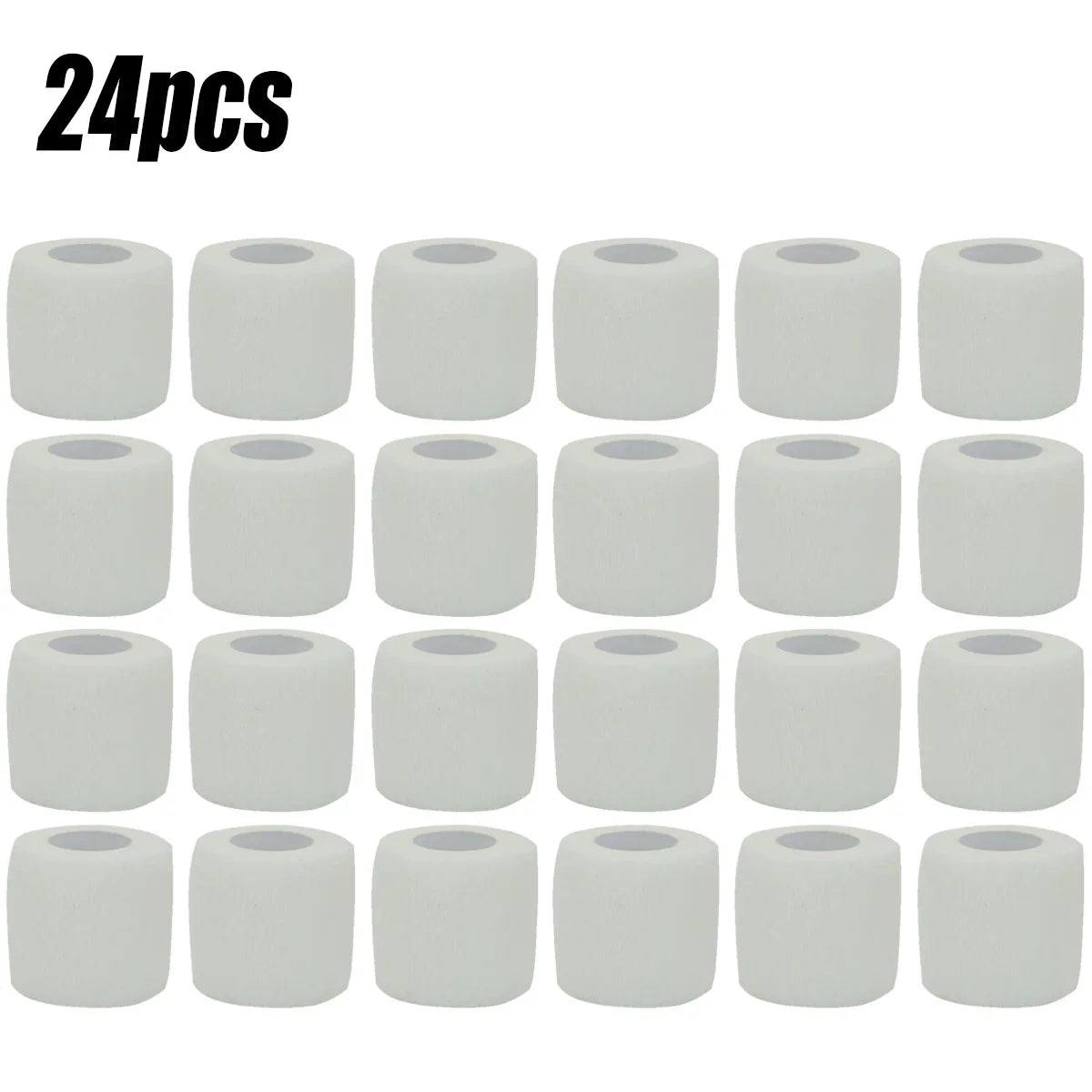12/24 PCS Set White Sport Self Adhesive Elastic Bandage Wrap Tape Elastoplast For Knee Support Pads Finger Ankle Palm 2.5CM-15CM Workouts Running Cycling Gym Sports Accessories