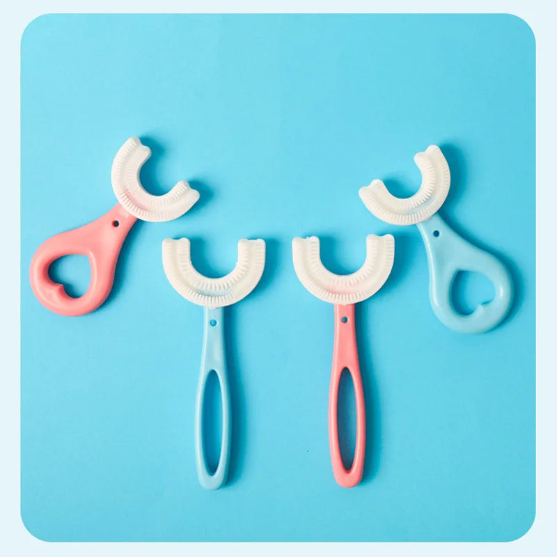 2 PCS Set Baby Toothbrush Children 360 Degree U-Shaped Child Toothbrush Teethers Baby Brush Silicone Kids Teeth Oral Care Cleaning Tools
