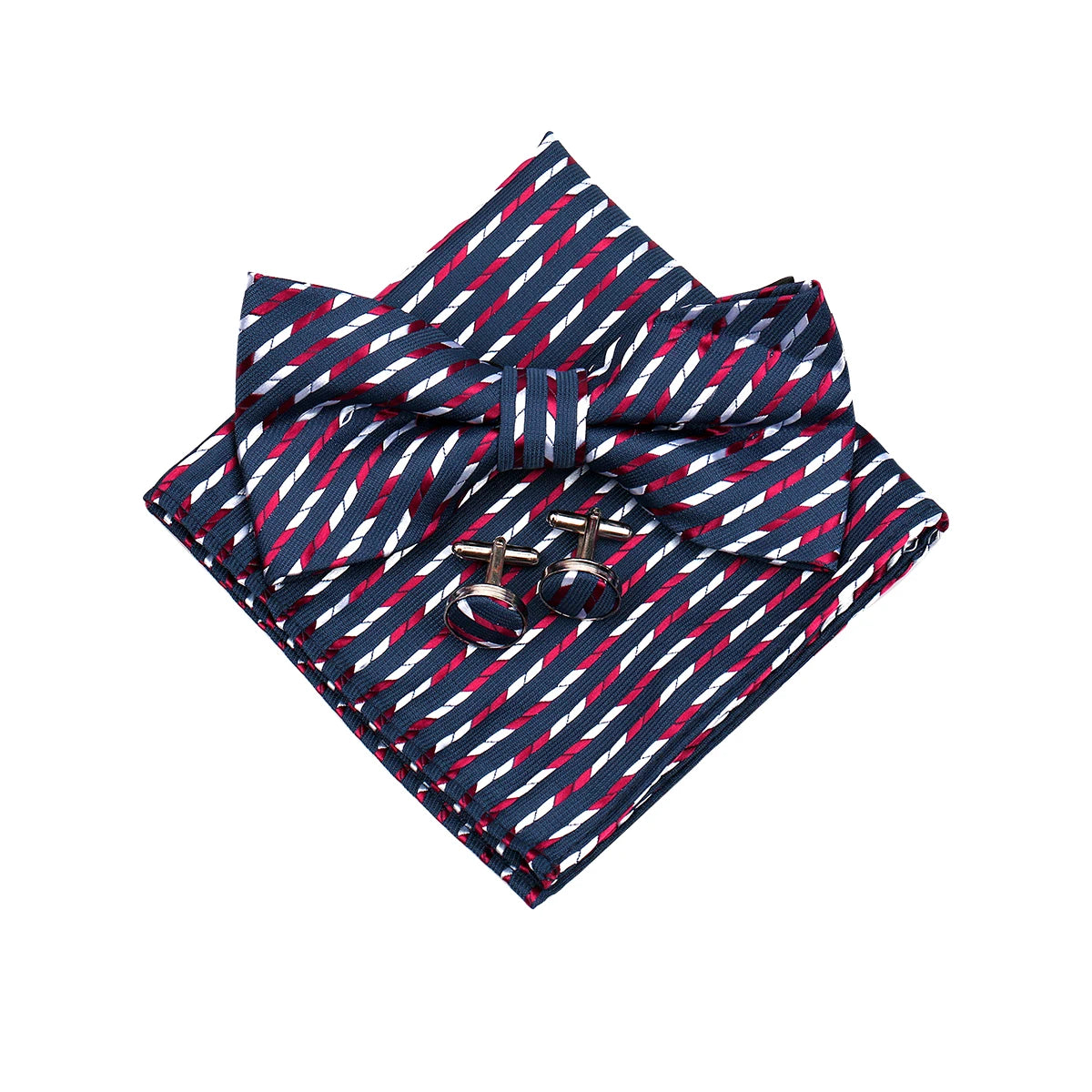 3 PCS Set 55 Colors Luxury Paisley Bowtie Suit Man Bow Tie Pocket Square Cufflinks Wedding Bowknot Accessories Butterfly Neckwear Adjustable Adult Ties