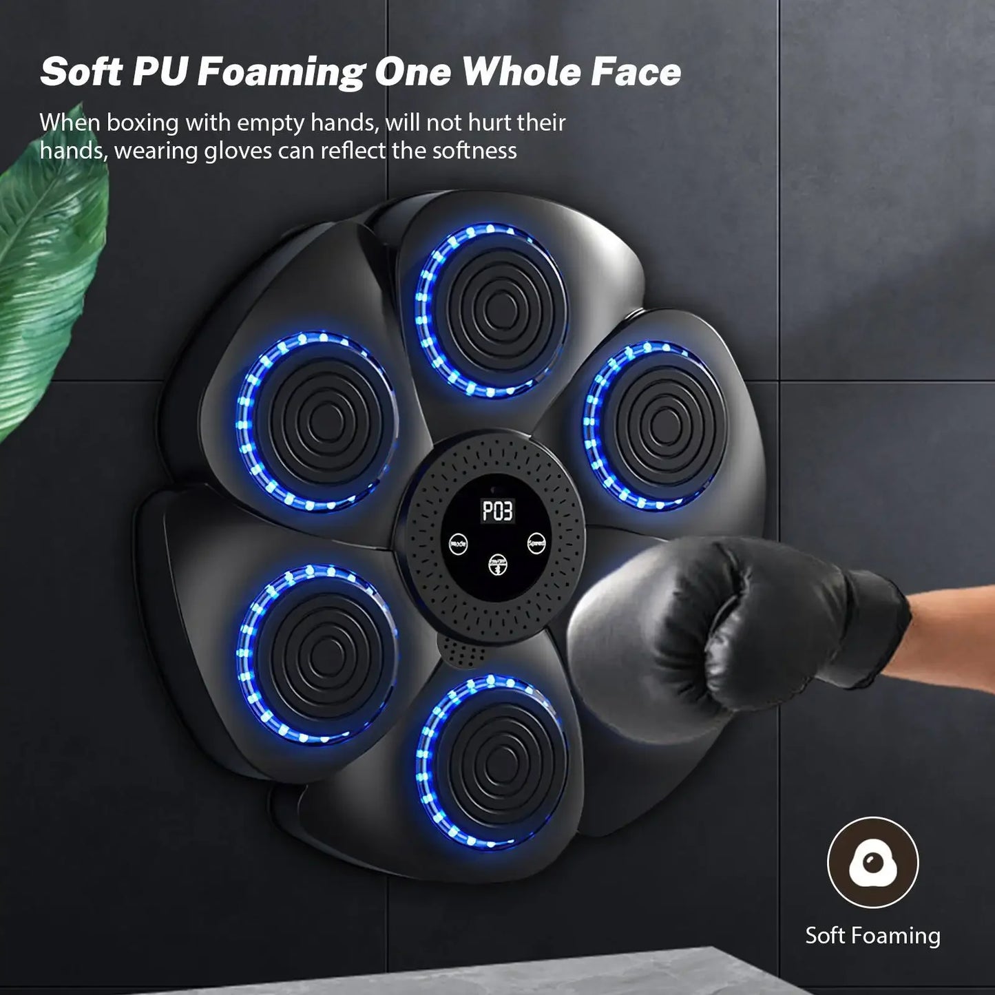 Home Gym Smart Bluetooth Music Boxing Machine Gloves-9 Modes Training, Decompression, Fighting Fitness Home Boxing Wall Target, Adults & Kids Sports Accessories