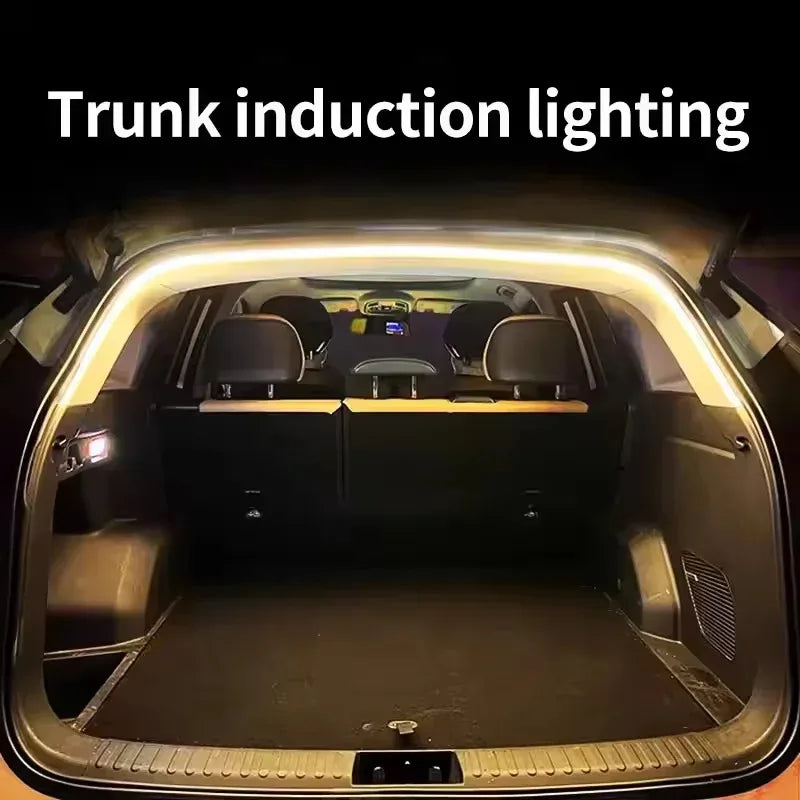 4M Car High Brightness Trunk Lighting Ambient Light Interior Decoration LED Wiring Free Automatic Sensor Tailgate Light Strip