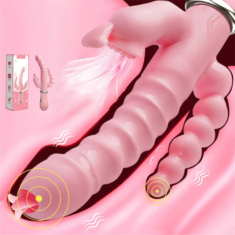 3 In 1 Rabbit Vibrator Masturbators Dildo Sex Toys Licking Vagina G-Spot Stimulator Anal Vibrator for Women Adult Toys Products