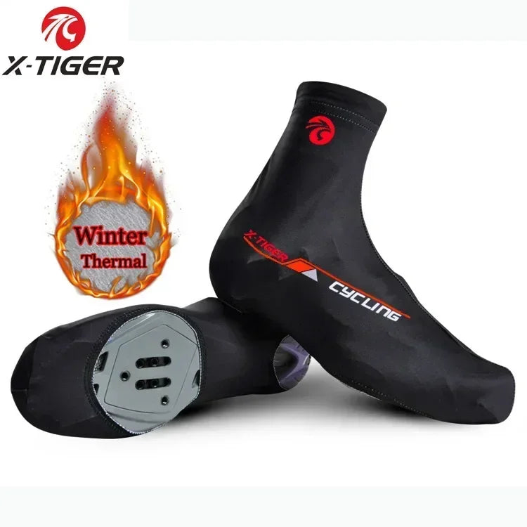 Original X-TIGER Cycling Sport Shoe Cover Winter Boot Covers Warm Thermal Windproof Overshoes MTB Bicycle Riding Racing Shoes Protector Women Men Sports Apparel Accessories