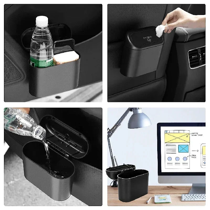 NEW Blue/White Color Car Trash Can (with Lid) Contains 60 (300) Garbage Bags, Small Car Trash Can, Leak-Proof Mini Car Cleaning Accessories